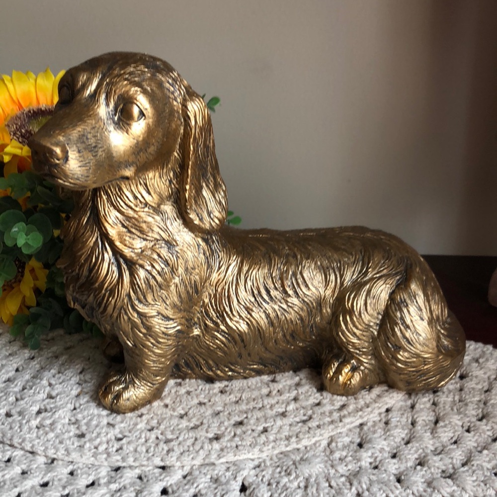 Gold Dachshund Dog Figurine Decorative Statue - Home Accents